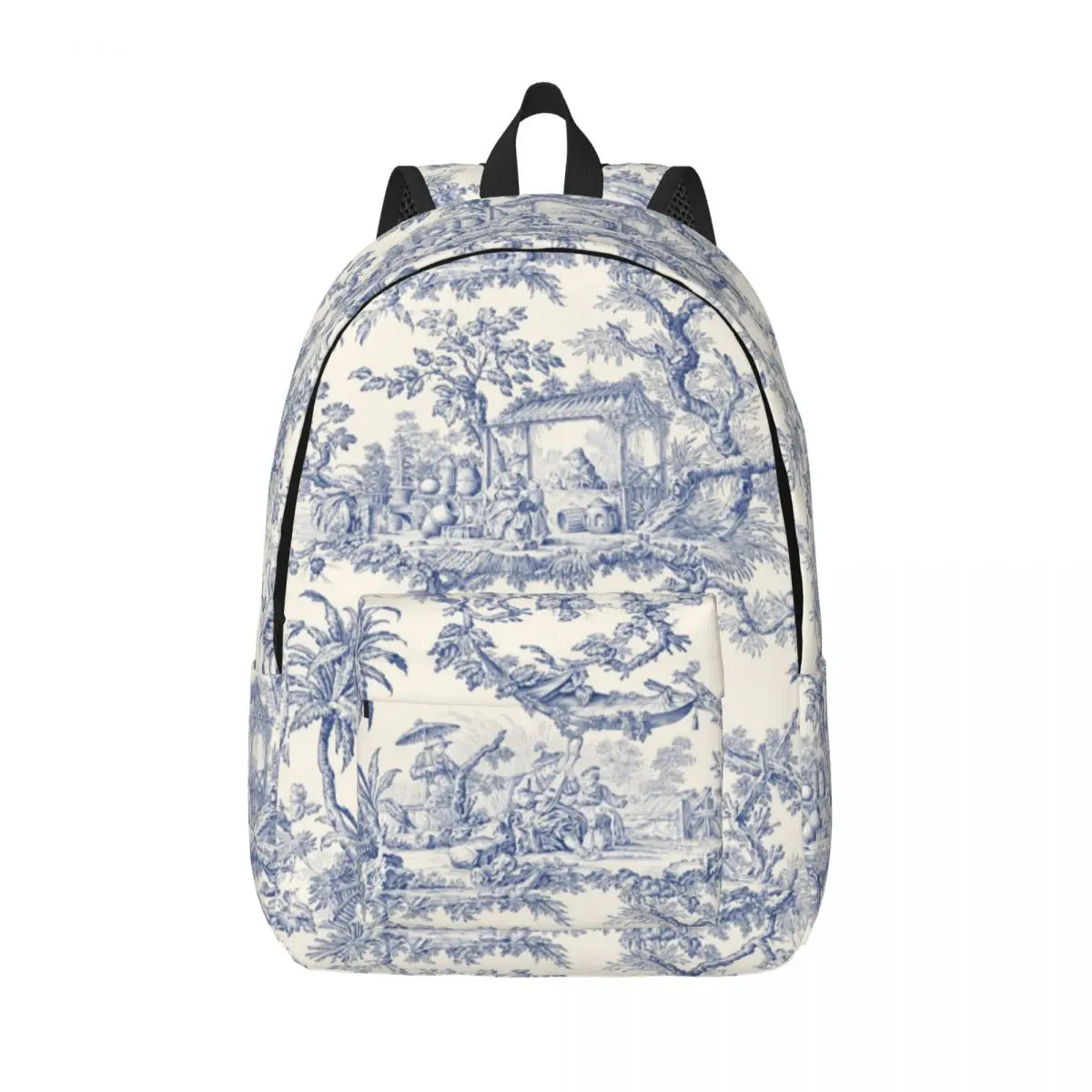

Toile De Jouy Patterns Canvas Backpacks for Men Women Waterproof School College French Motif Bag Print Bookbag