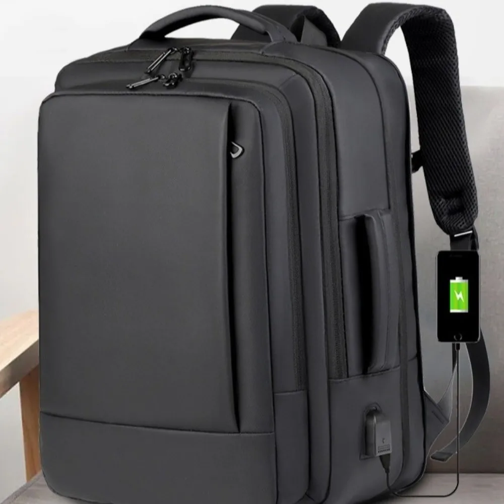 Fashionable Waterproof Business Trip Backpack Solid Color Large Capacity Shoulders Bag Breathable Men's Backpack Commute