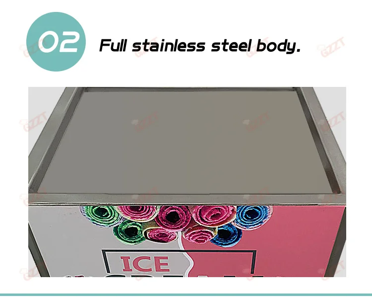 GZZT SSIMF10 Tabletop Electric Fried Yogurt Maker Stir-Fried Ice Cream Rolls Machine Home Yogurt Fruit Smoothie Machine 110-220V