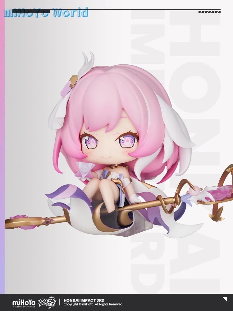 Mini Elysia Figure Presentes de Aniversário, Jogo Genuíno Oficial MiHoyo, Honkai Impact 3, Elysia HERRSCHER of HUMAN, EGO Theme, Q Version