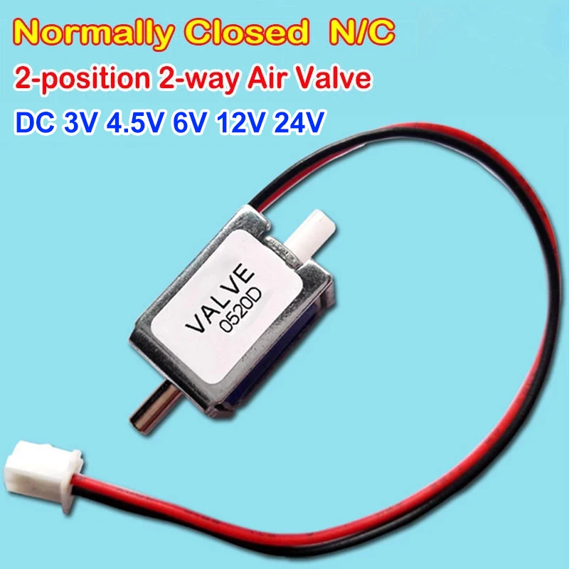 

1PCS DC 3V 4.5V 6V 12V 24V Electric Solenoid Valve Air Valve Normally Closed N/C Small Mini Control Vent Valve for Gas Air Pump