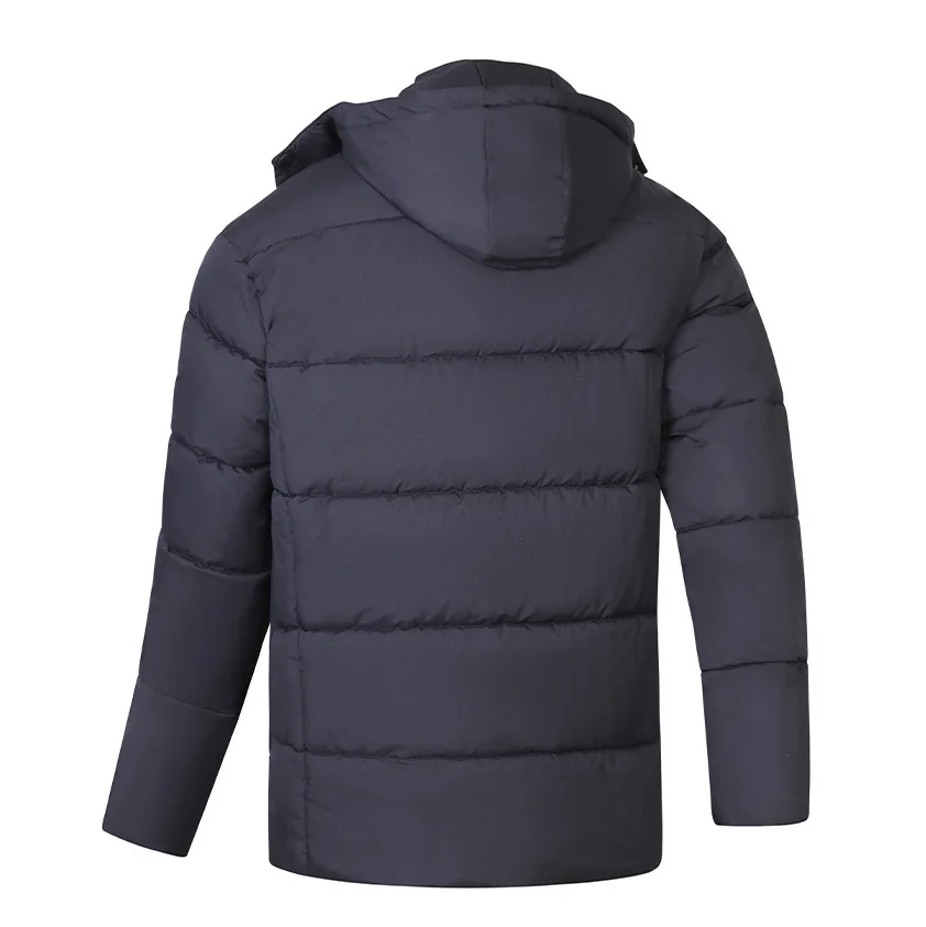 الرجال سترة الشتاء رشاقته الصوف الباردة واقية الوقوف طوق الذكور أسفل معطف طويل الأكمام جيب انفصال مقنعين رجل ملابس خارجية #3