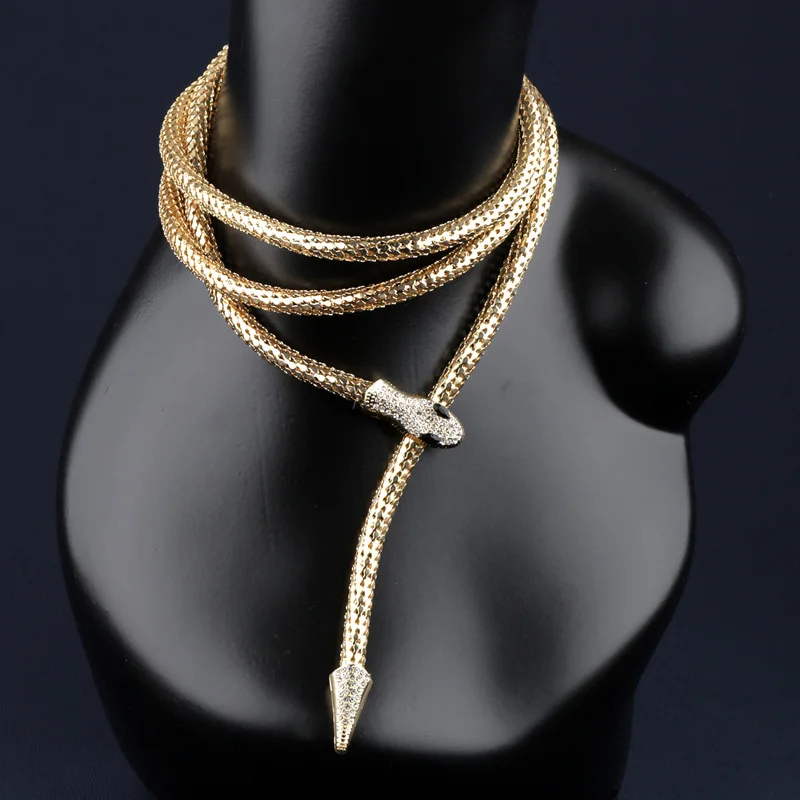 Snake Shape Girl Necklace with Butterfly Metal Women Collar Head Accessories Atmosphere Dance Performance Birthday Gift