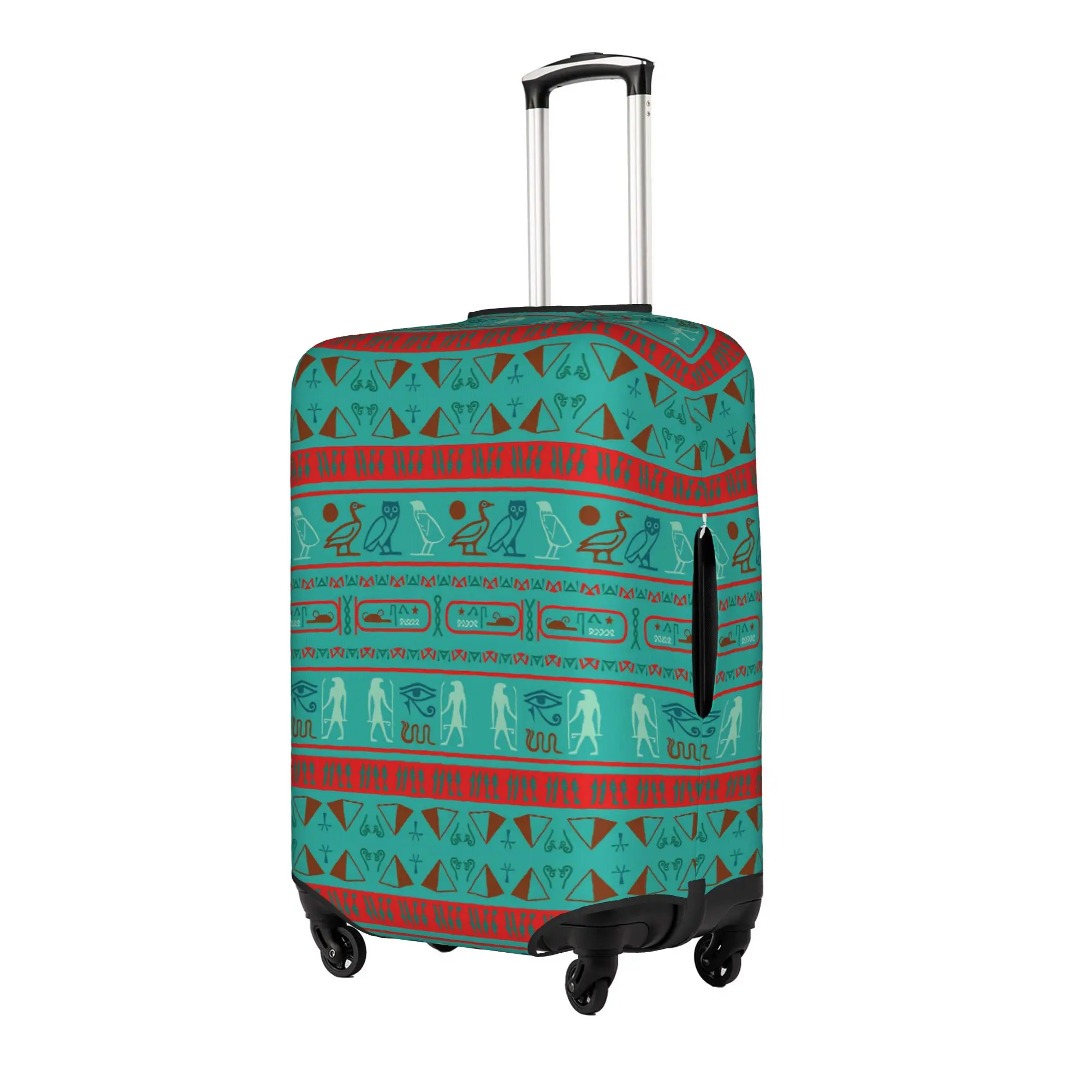 Hieroglyphs Egyptian Pyramids Suitcase Cover Washable Eye of Horus Ankh Travel Luggage Covers for 18-32 inch