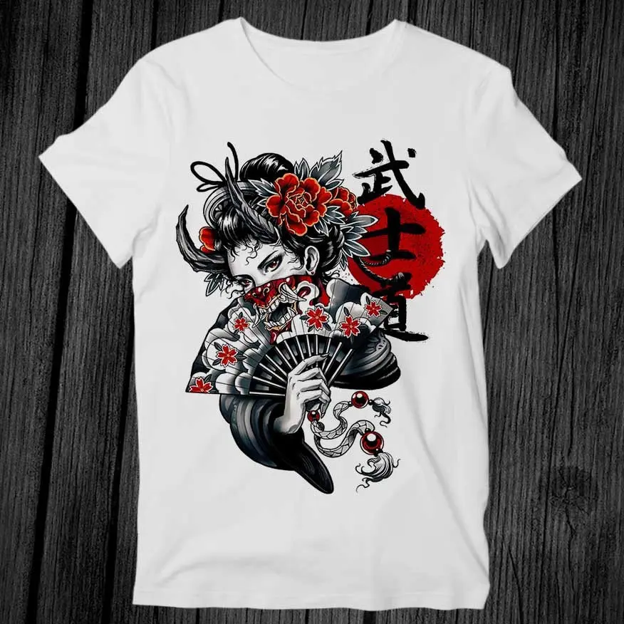 Japanese Geisha Girl T Shirt Unisex Adult Mens Womens Gift Cool Music Fashion Top Vintage Retro Tee