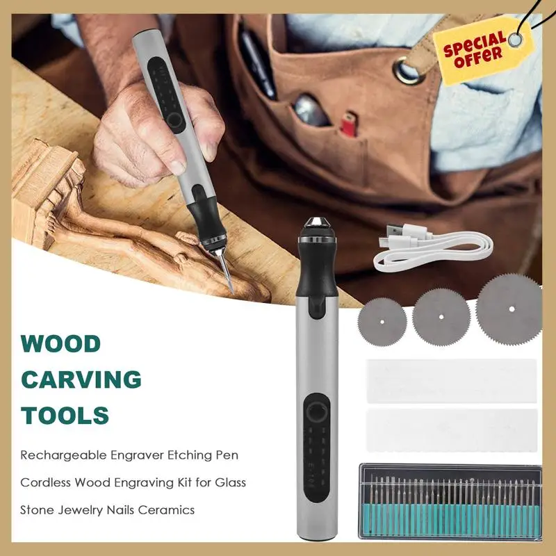 

Classy-USB Engraving Pen, Rechargeable Engraver Etching Pen, Cordless Wood Engraving Kit For Glass Stone Jewelry Nails Ceramics