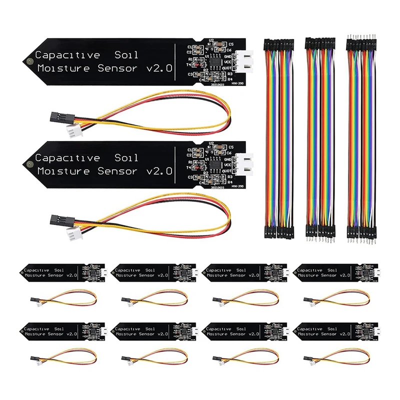 10Pcs Capacitive Soil Moisture Sensor Module 3.3-5.5V Voltage Soil Humidity Detection 3-Pin Sensor For Garden Automatic