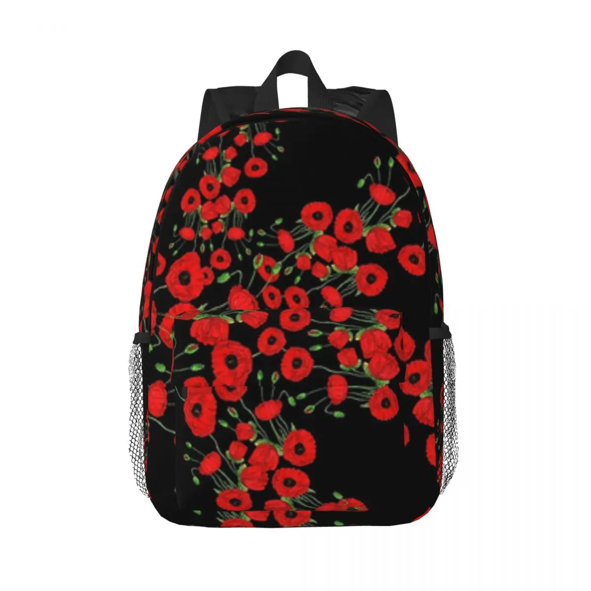 

The Burst Of Red Poppies Botanical Fireworks New Fashion High Capacity Waterproof College Backpack Trendy Laptop Travel Book Bag