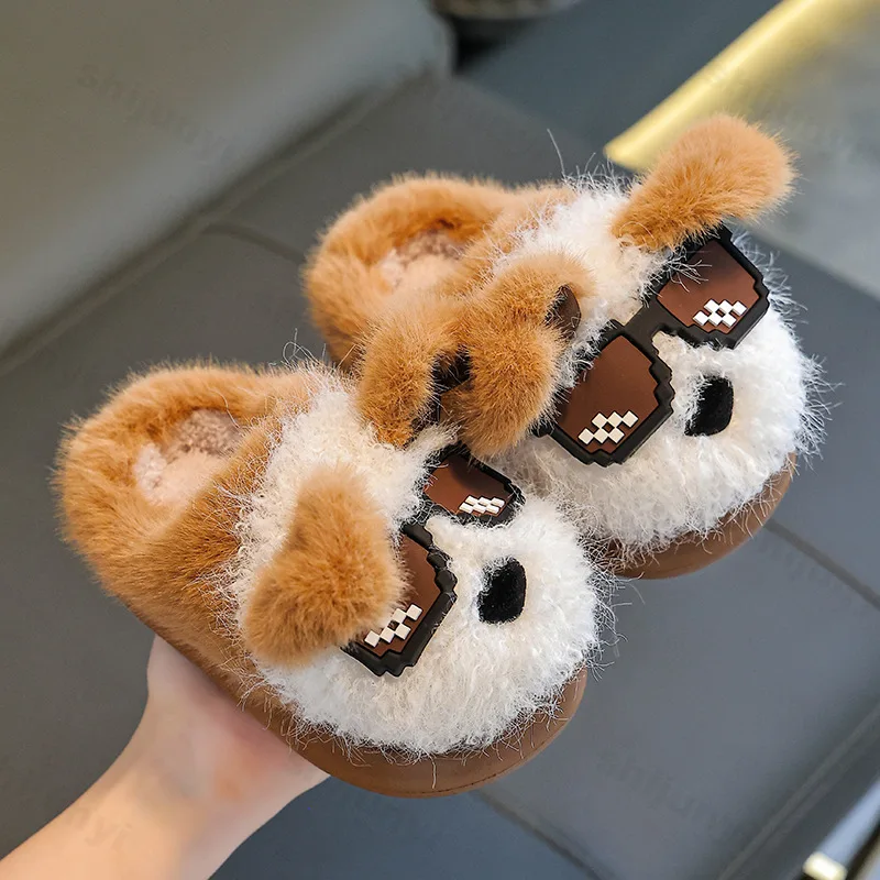 الفتيان فتاة النعال الأطفال أفخم الدافئة نعال من القطن 2025 الشتاء المضادة للانزلاق الكرتون النعال الطابق داخلي رقيق أحذية منزلية