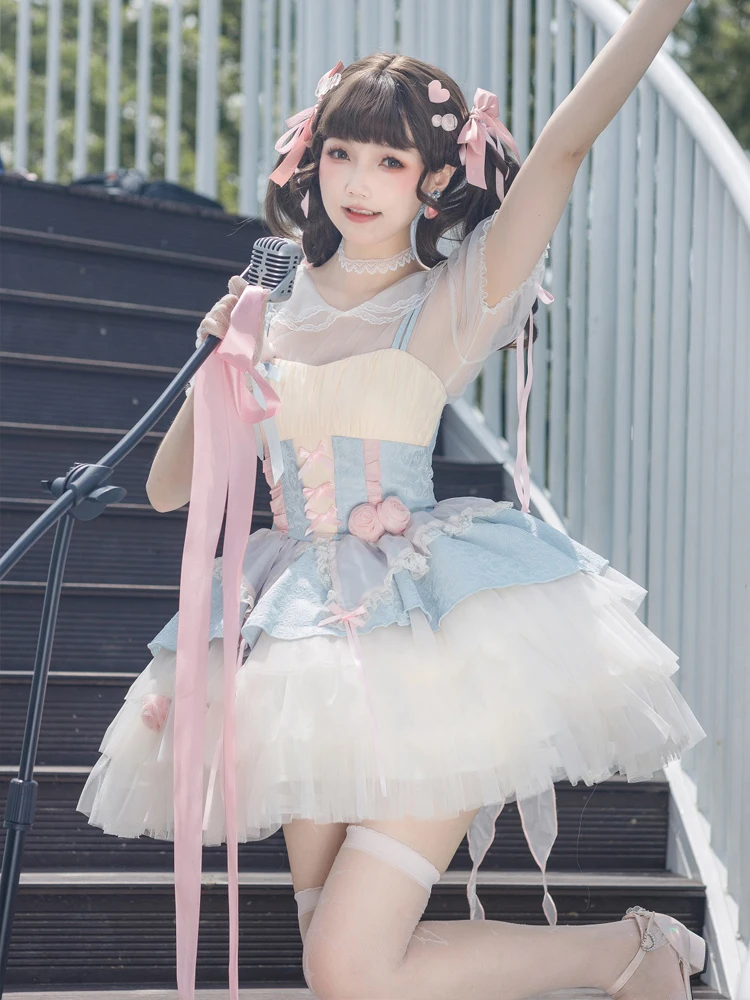 

Original Lolita Rose Peach Cute Sweet Girl Dress Song Dress Cos Japanese Girl Loli Tea Party Jsk Princess Dress