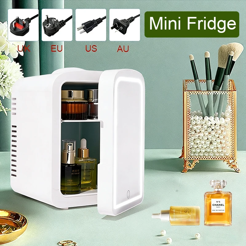 

New Beauty Car Fridge with LED Mirror Finish Compact Mini 4L/6L Refrigeration Smart Temperature Control Dual-Use Car and Home