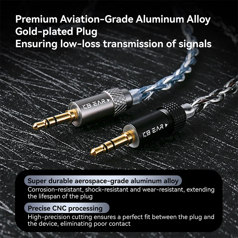 KBEAR P34 earphone Upgrade Cable 5N 2-Strands 98-Core OFC Silver-Plated Interchangeable Plug Design  3.5/4.4 for MK3 view 6