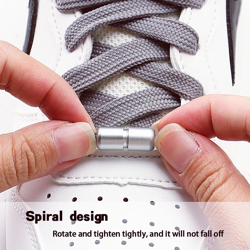 أربطة أحذية أوتوماتيكية بدون ربطة عنق مع إبزيم دوار للأحذية الرياضية الكاجوال رباط حذاء مسطح للبالغين والأطفال سهل الارتداء على أربطة الأحذية الرياضية