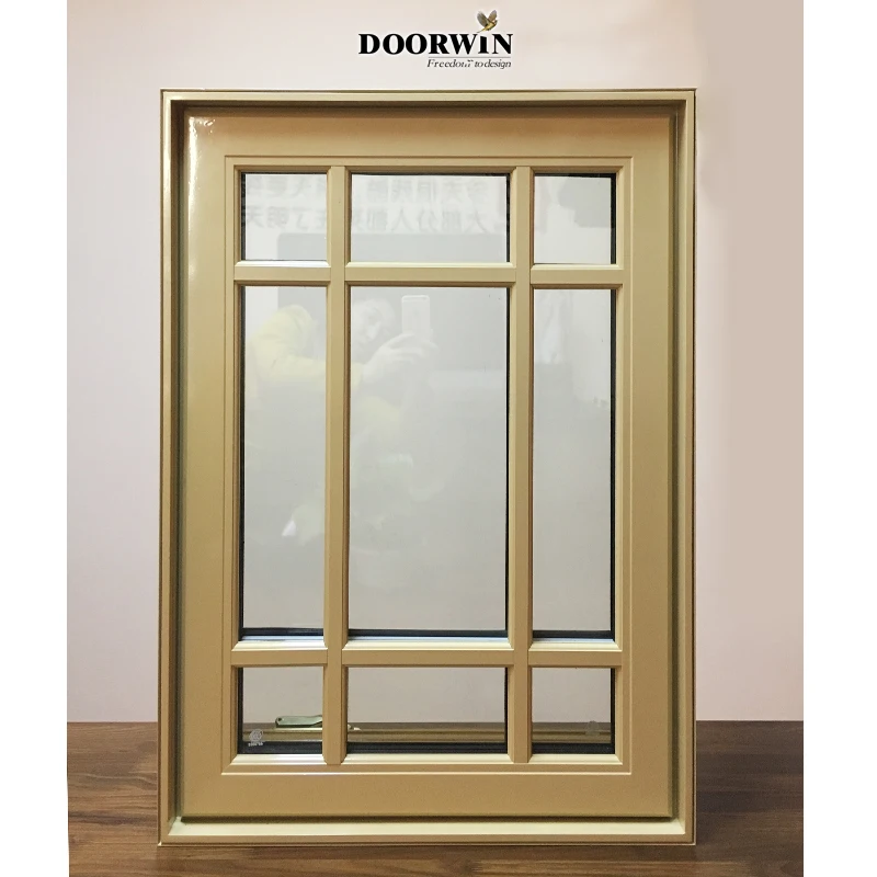 Manivela plegable de estilo americano, ventanas abatibles de madera de roble macizo revestidas de aluminio, la mejor calidad