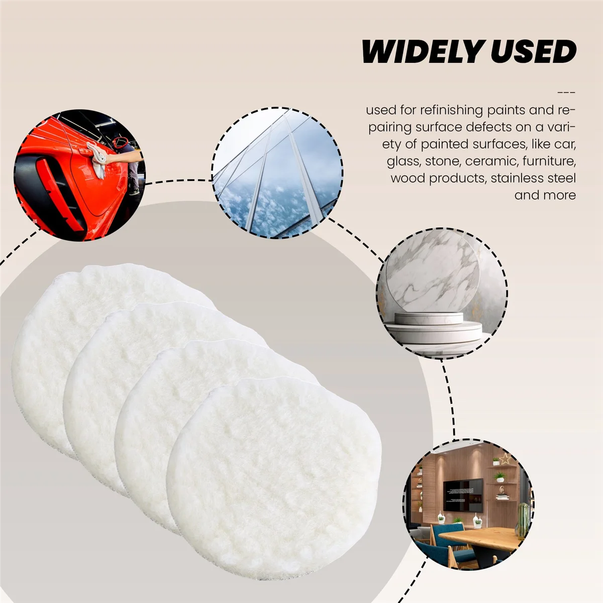 10 Pcs 125 Mm Car Polishing Pad 5 Inch Inch Polish Waxing Pads Wool Polisher Bonnet Car Paint Care Wool Polishing Pad image 4