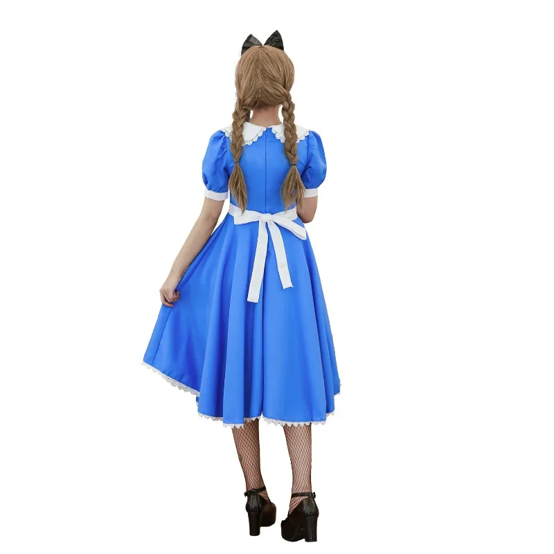 Costume d'halloween Alice, robe de princesse bleue, robe de demoiselle d'honneur, Costume de Cosplay, jupe courte de Style campagne douce et fraîche