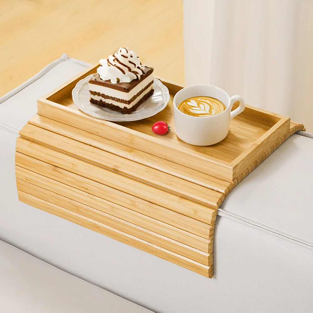 

Kssiaz Couch Arm Tray Bamboo Sofa Tray Table for Couch Sofa Armrest Tray Table Foldable Couch Cup Holder for Snacks Phone