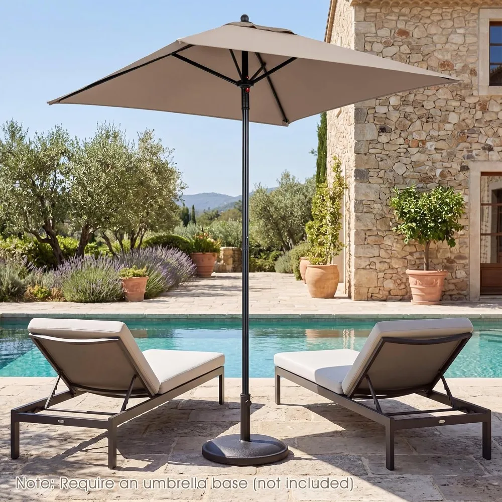 Tangkula 5FT Outdoor Patio Umbrella Table Market Umbrella 4 Ribs Quick Release Button Fade Resistant Waterproof Canopy Garden
