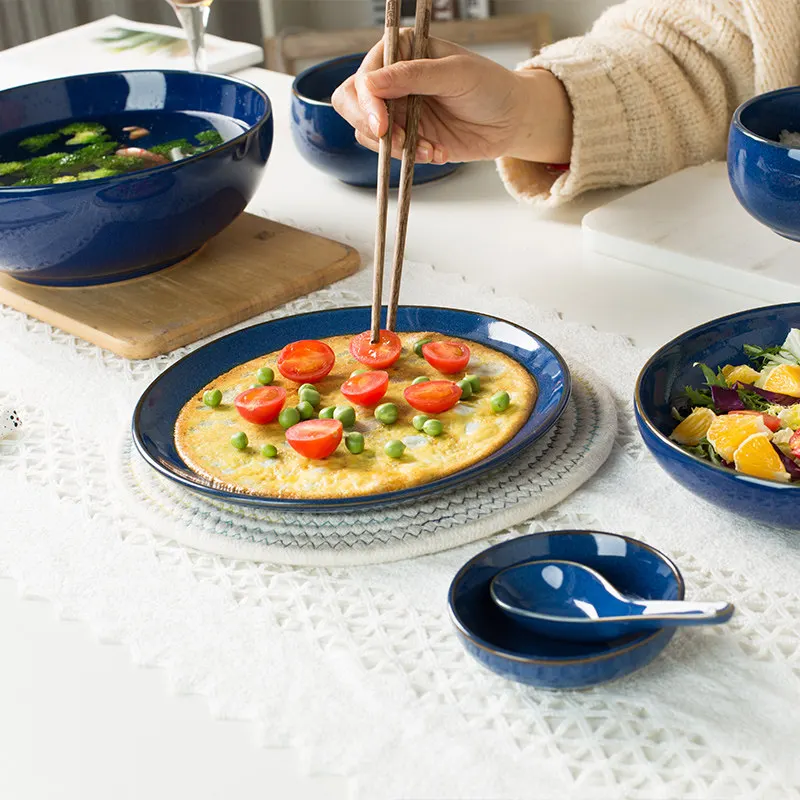 Dish set Household thickened creative simple personalized rice bowl Soup bowl Microwave oven special combination ceramic