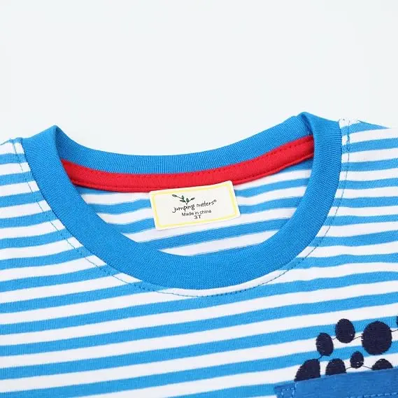 Little Hand Boys Stripe Long Sleeve T Shirt Cartoon Vehicle Print Kids Top Kids Casual Tee Cotton Outdoor T-shirt for 2-7Y