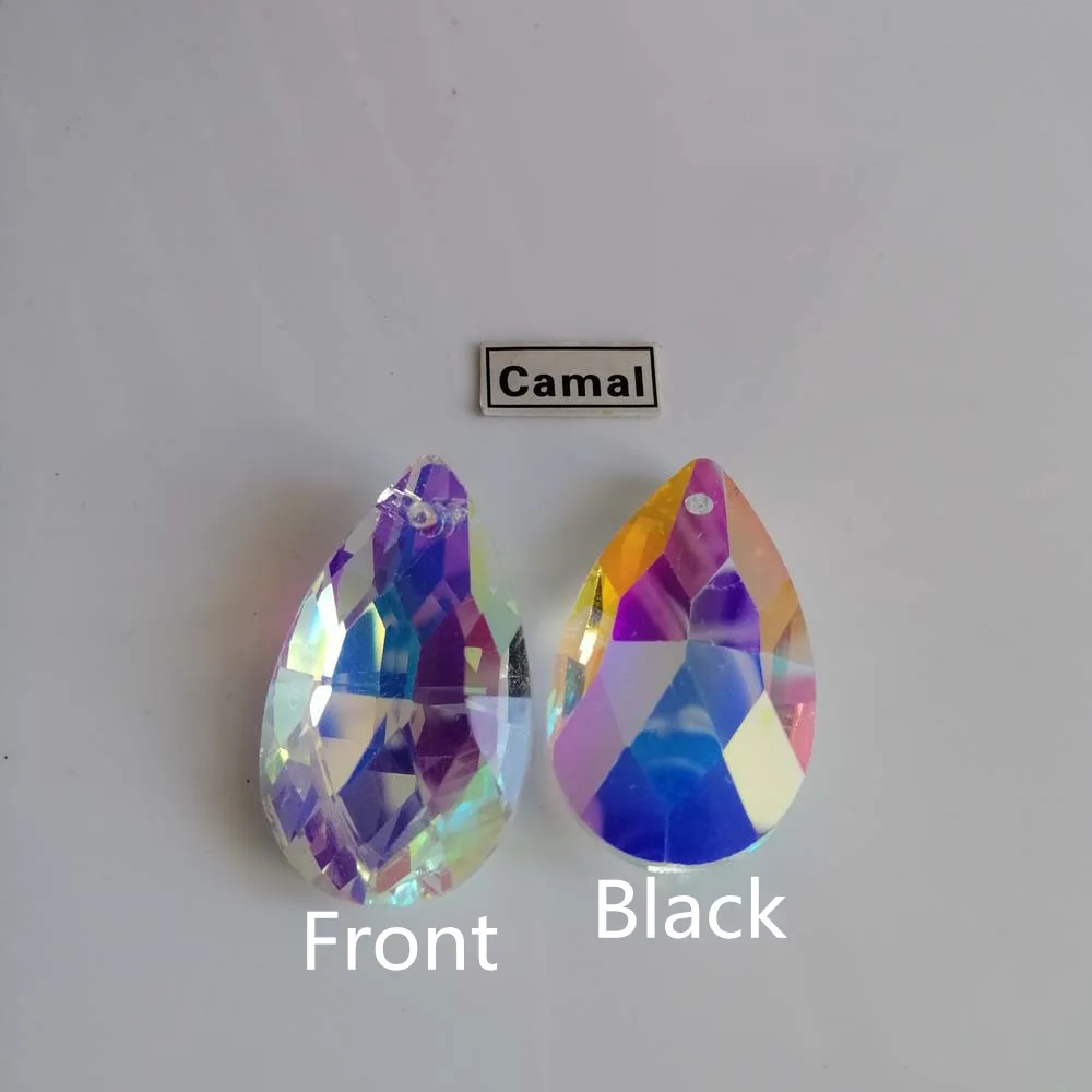 Camal 10Pcs 28mm AB Color Mesh Shape Crystal Pendant Prism Hanging Bead For Chandelier Lighting Lamp Jewellery Wedding Part DIY