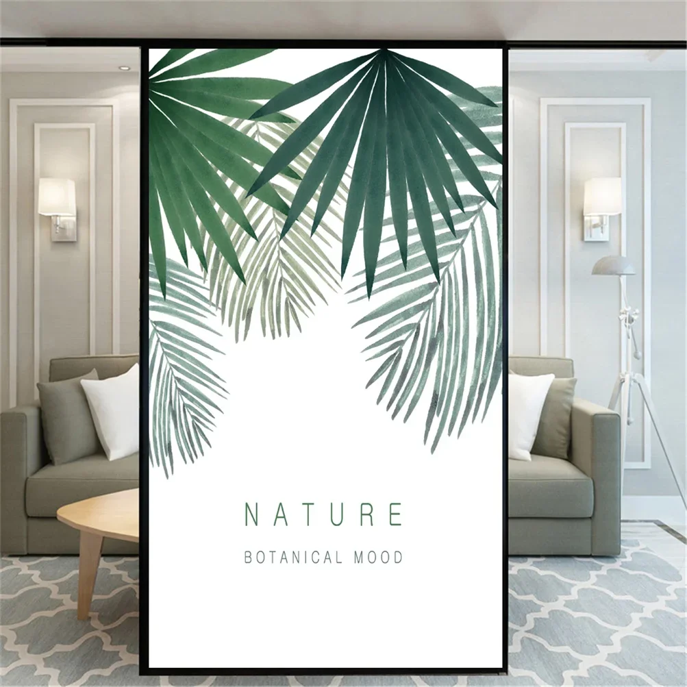 No Glue Windows Film Privacy Decorative Plant Pattern 66 Stained Glass Window Stickers  Static Cling Frosted Window Cling