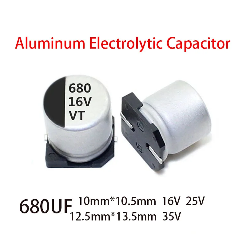 10PCS/LOT 680UF SMD Aluminum Electrolytic Capacitor 16V 25V 35V 10X10.5 12.5X13.5 680UF