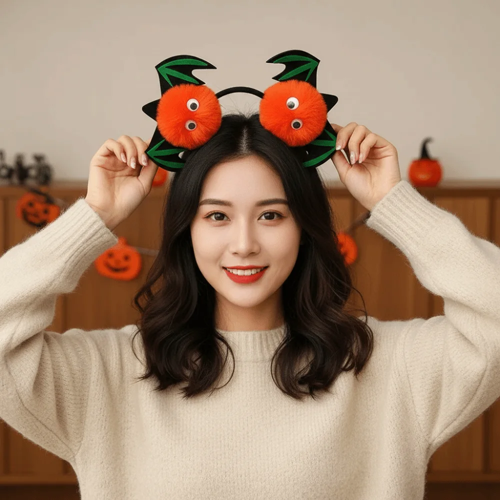 Festive Hairpieces Fluffy Halloween Headband Fuzzy Elastic Plush Bat Hairbands Novelty Cute Spooky Headwear Parade