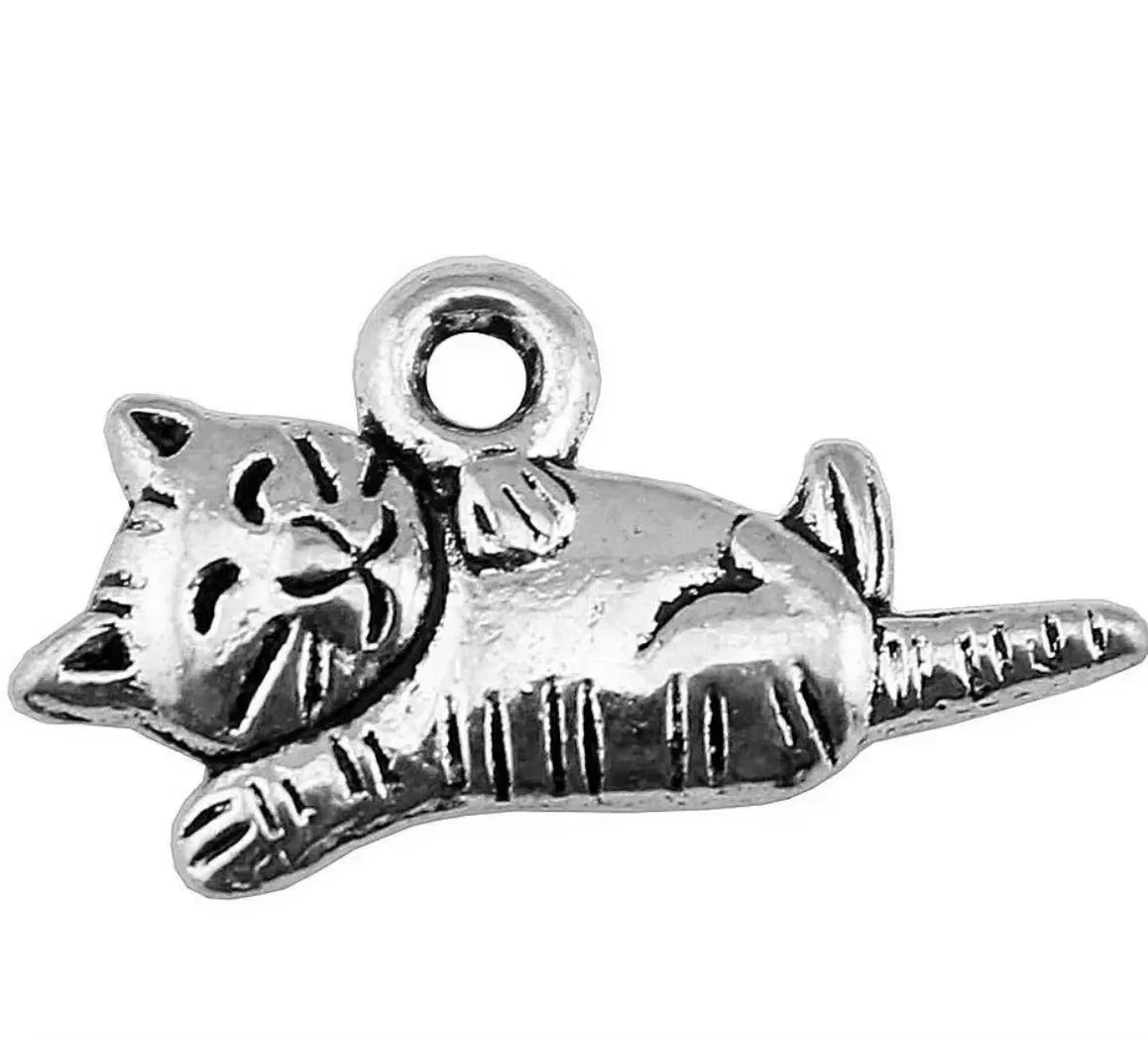 

15pcs 12*20mm Zinc alloy metal cute cat design charms T0206EF