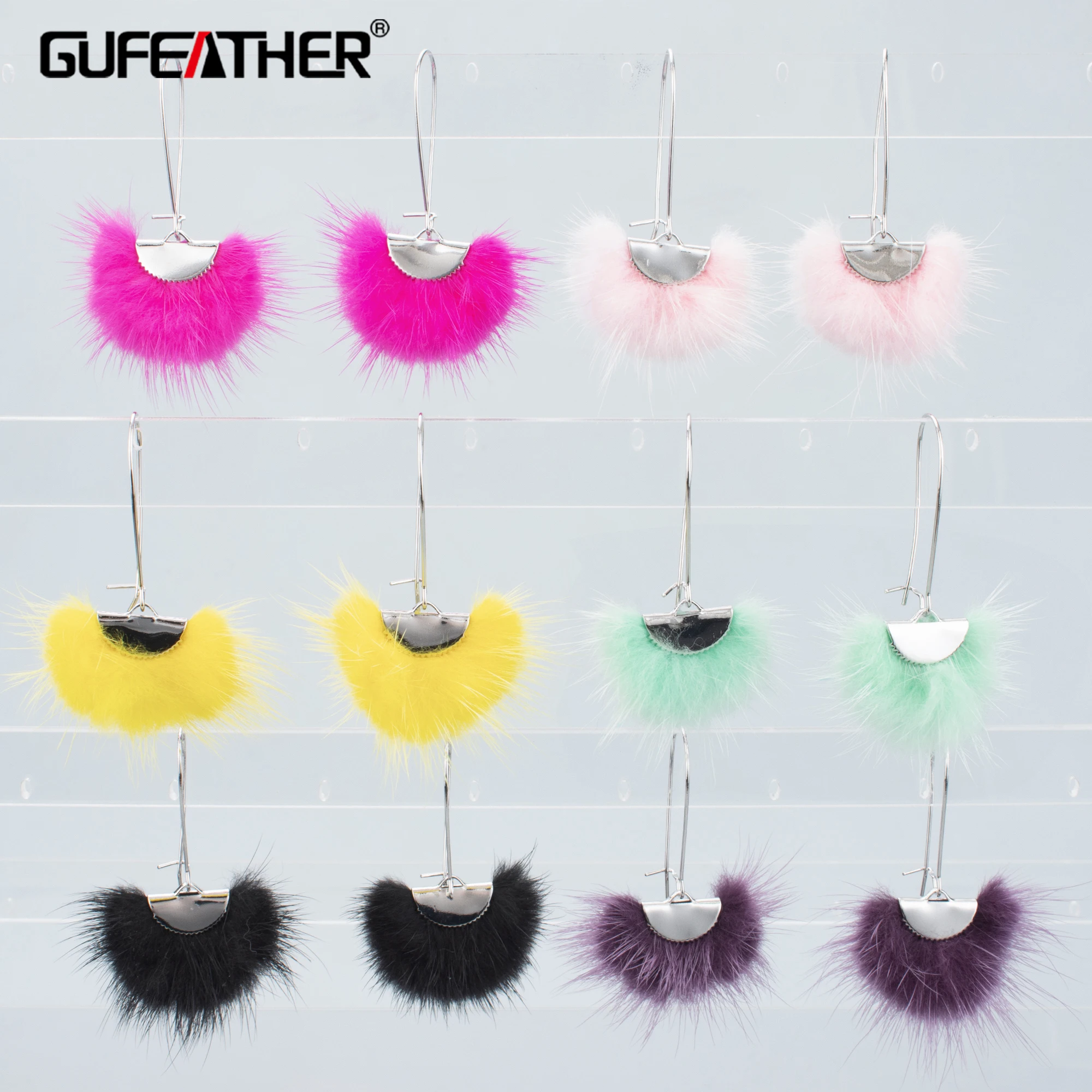 GUFEATHER, 10 Stück/Los, L199B, Schmuckzubehör, rhodiniert, Kupfer, Echtpelz Nerz, Charms, handgefertigt, Schmuckherstellung, DIY-Anhänger