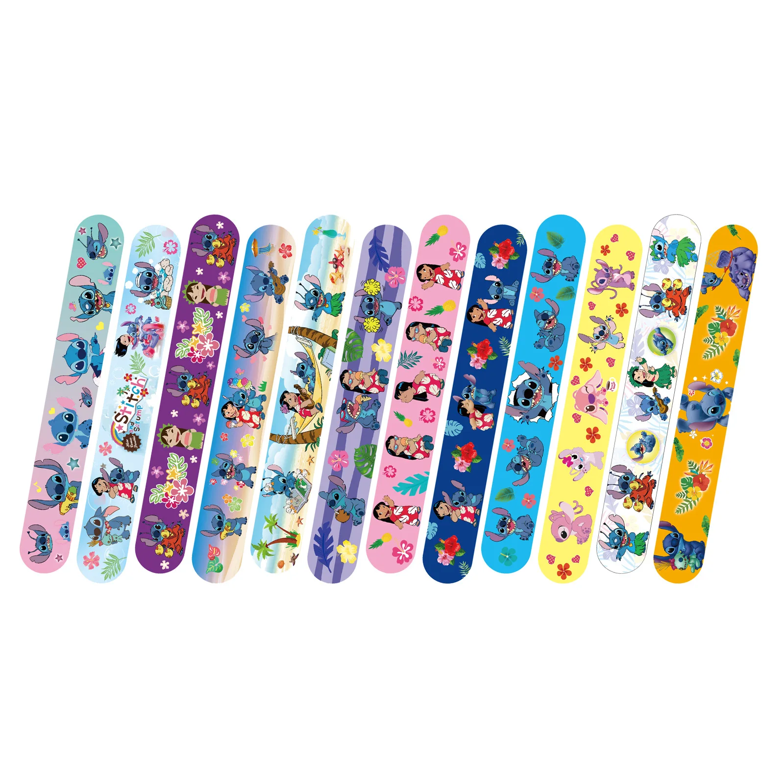 48-72pcs Disney Stitch Anime Figure bracciale per bambini Cartoon Pat the Circle Boy Girls bracciale Toys kids Baby Birthday Gift