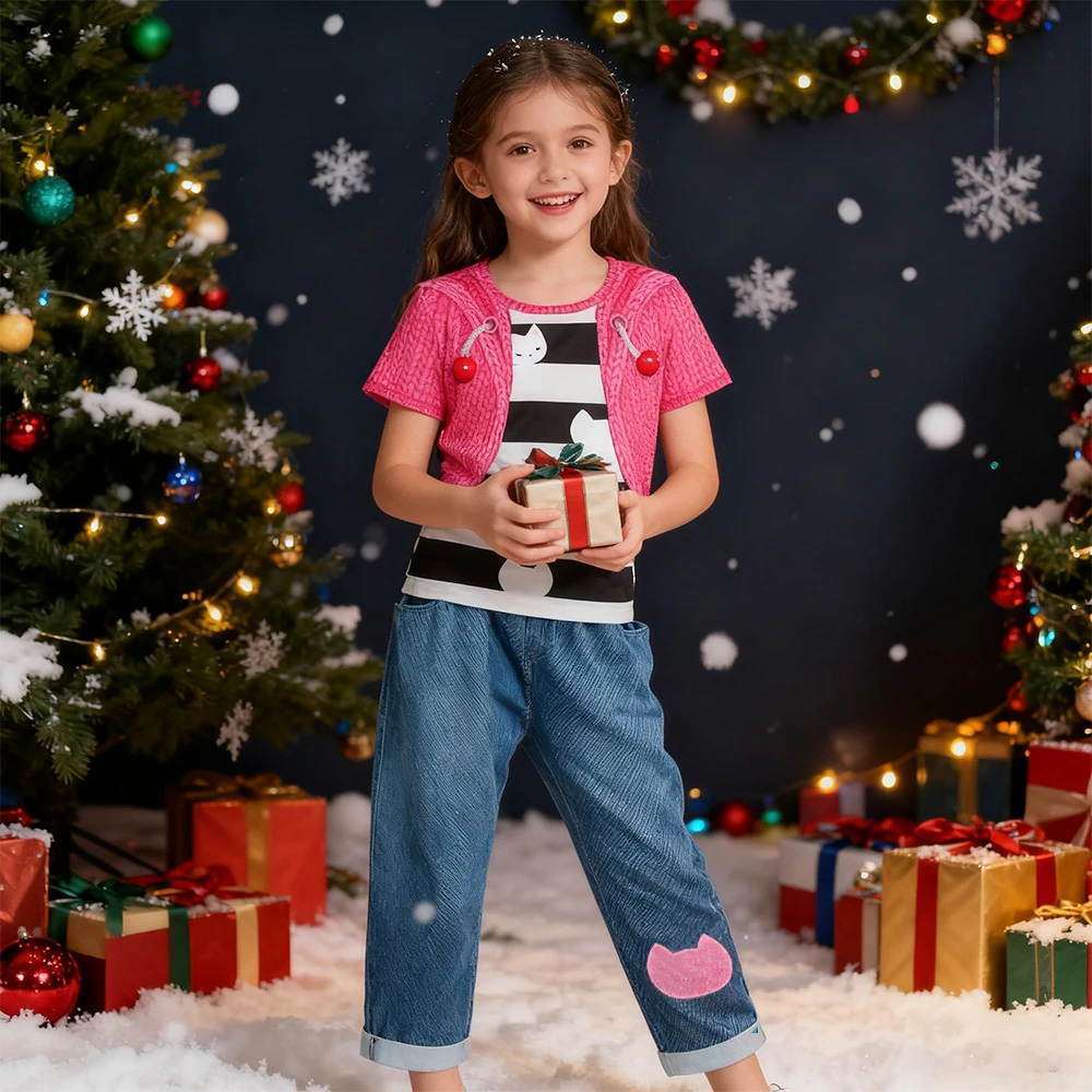 الفتيات حفلة عيد الميلاد غابي دمية تأثيري ازياء أعلى + السراويل 2 قطعة مجموعات للأطفال دمية لعب الأدوار هالوين البدلة كرنفال