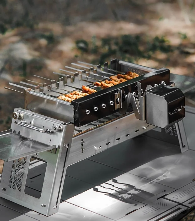 

Portable Stainless Steel Electric Rotisserie Grill for Mechanics with Detachable and Washable Parts for Camping Use