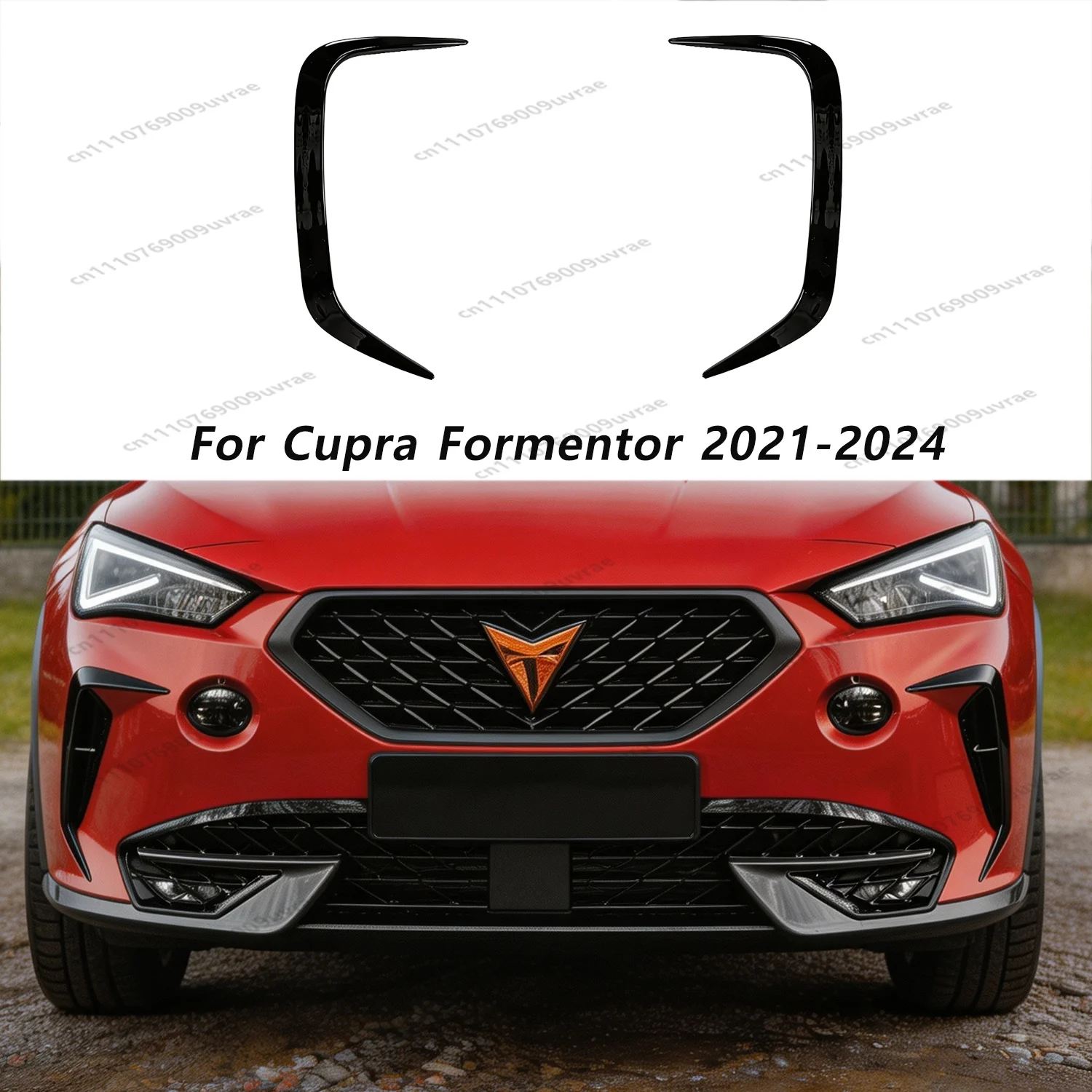 Image of Glänzend schwarze ABS-Frontstoßstangenverkleidung mit Nebelscheinwerfer-Canards für Cupra Formentor 2020-2024 Vor-Facelift Bodykits Tuning