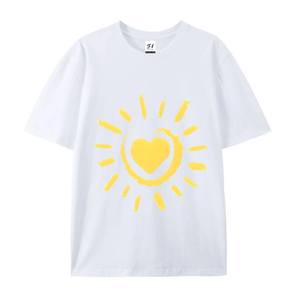 

Y2k Oversized Love Sun Tee - женская высококачественная хлопковая летняя футболка с рисунком сердца и солнца, уличная винтажная футболка в стиле ретро