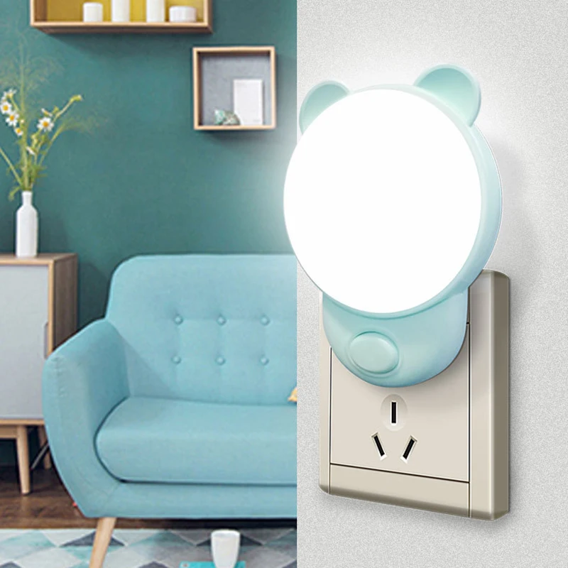Lampada da comodino luce notturna spina europea luce notturna a LED 220V lampada da camera da letto regalo per bambini lampada da notte carina per corridoio WC