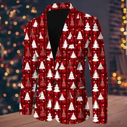 Men's Blazer Santa Claus Pattern Print Ugly Christmas Long Sleeve Jacket 3D Christmas Print Men's Coat Xmas Print Clothing