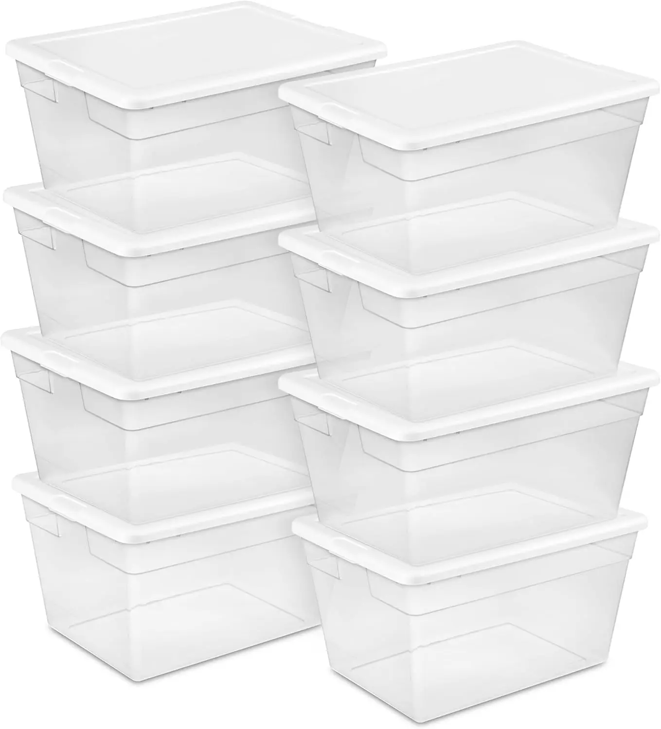 

8-Pa Storage Box, Stackable Clear Plastic Bins With Snap-On Lids, 56 Quart