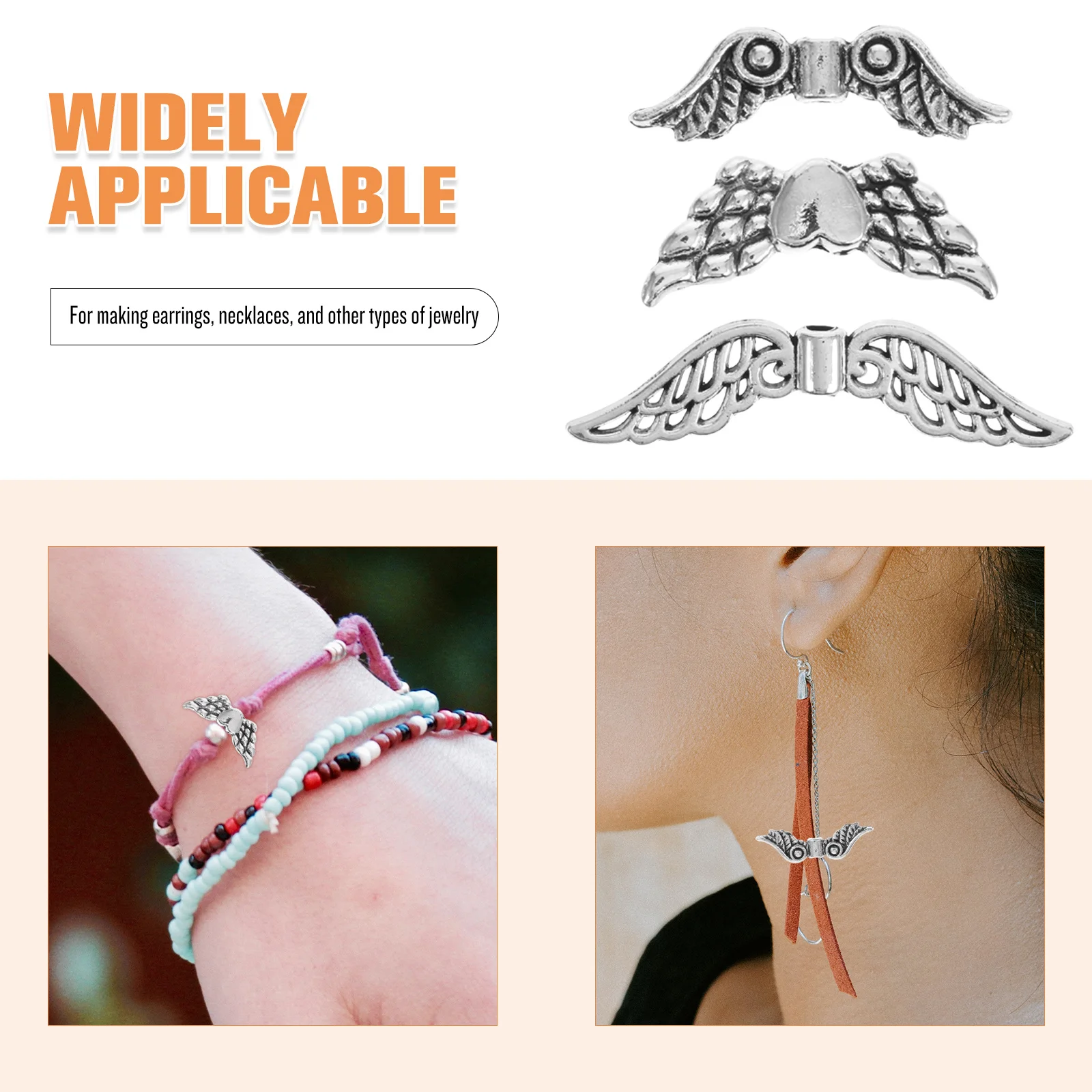 60 قطعة أجنحة الملاك خمر سحر سبائك الخرز لصنع المجوهرات الجنية الجناح خزر عازل أقراط القلائد أساور المفاتيح