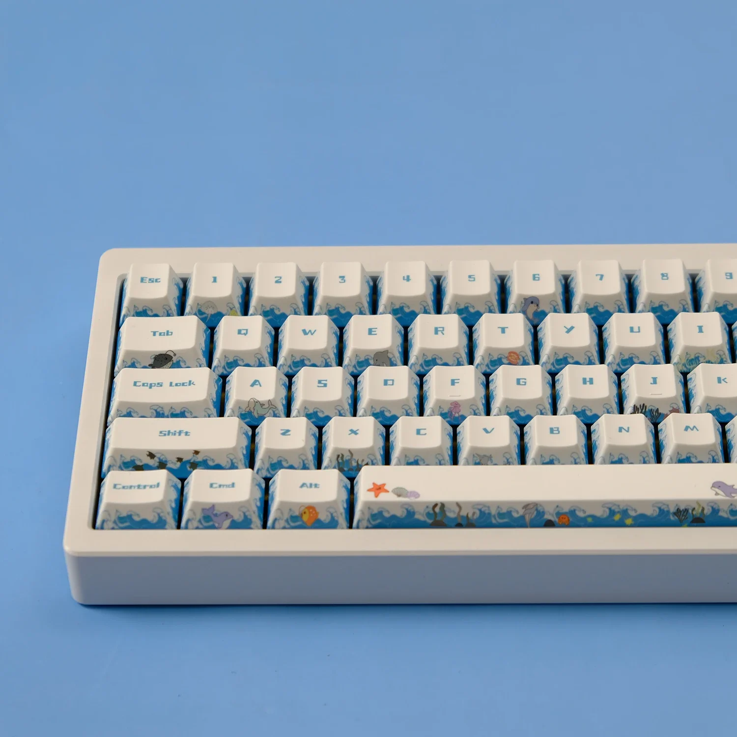Deep sea party theme ocean wave keycaps PBT original sublimation mechanical keyboard customization full set