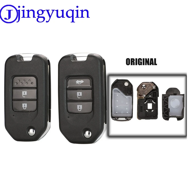 jingyuqin 2/3B Car Key Case For Honda Civic City Fit HR-V XR-V Folding Flip Auto Car Key Shell