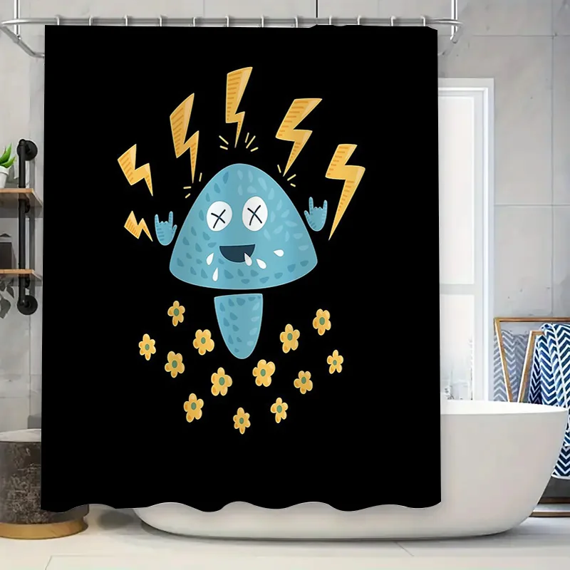 

Cute Monster Shower Curtain Blue Cartoon Kids Bathroom Decor Washable Fabric Liner Waterproof Home Textile Accessories