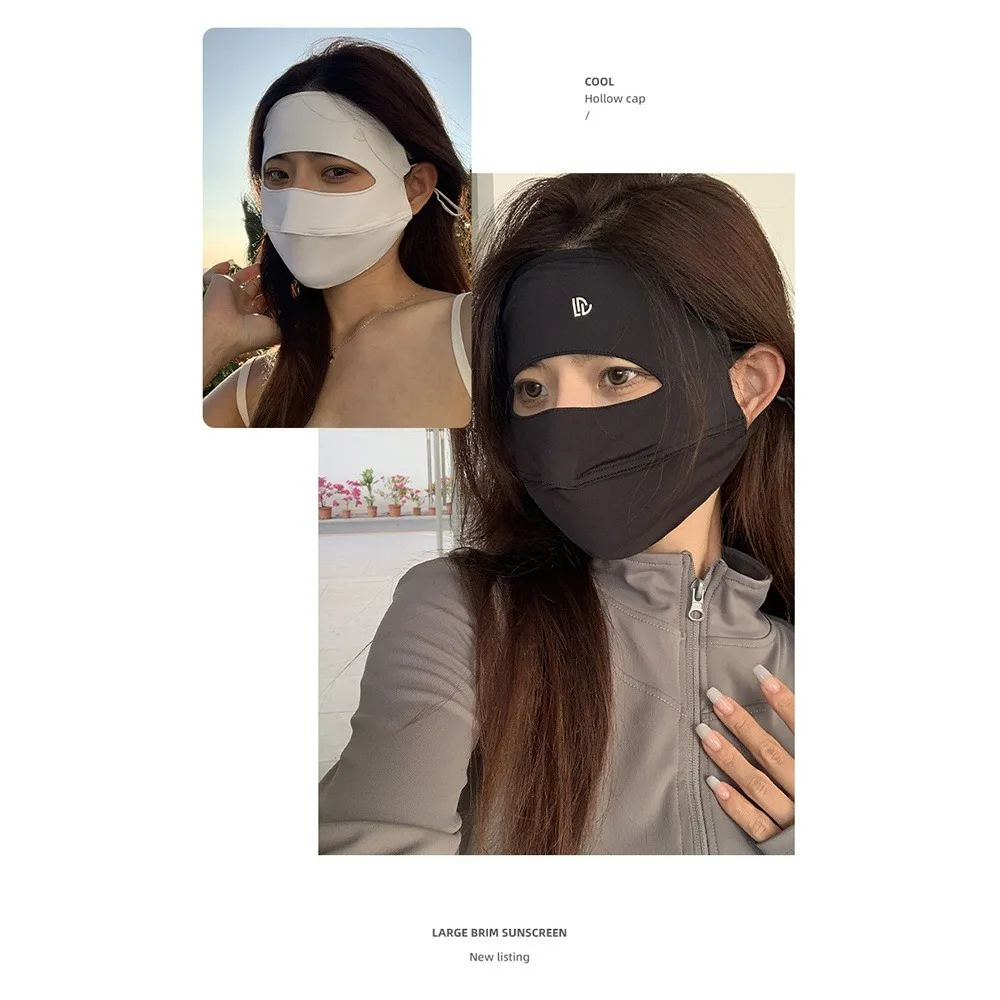 Sun Protection Sunscreen Mask Fashion Ice Silk Full Cover Face Traceless Mask Breathable Thin Cover UV Protection Mask Summer