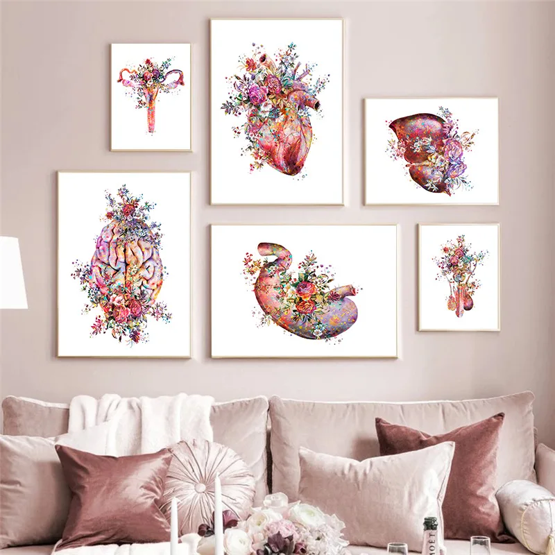 Nordic Abstract Flower Human Organs Diamond Art Cross Stitch 5D DIY Full Diamond Painting Kit Heart Stomach Home Decor Painting