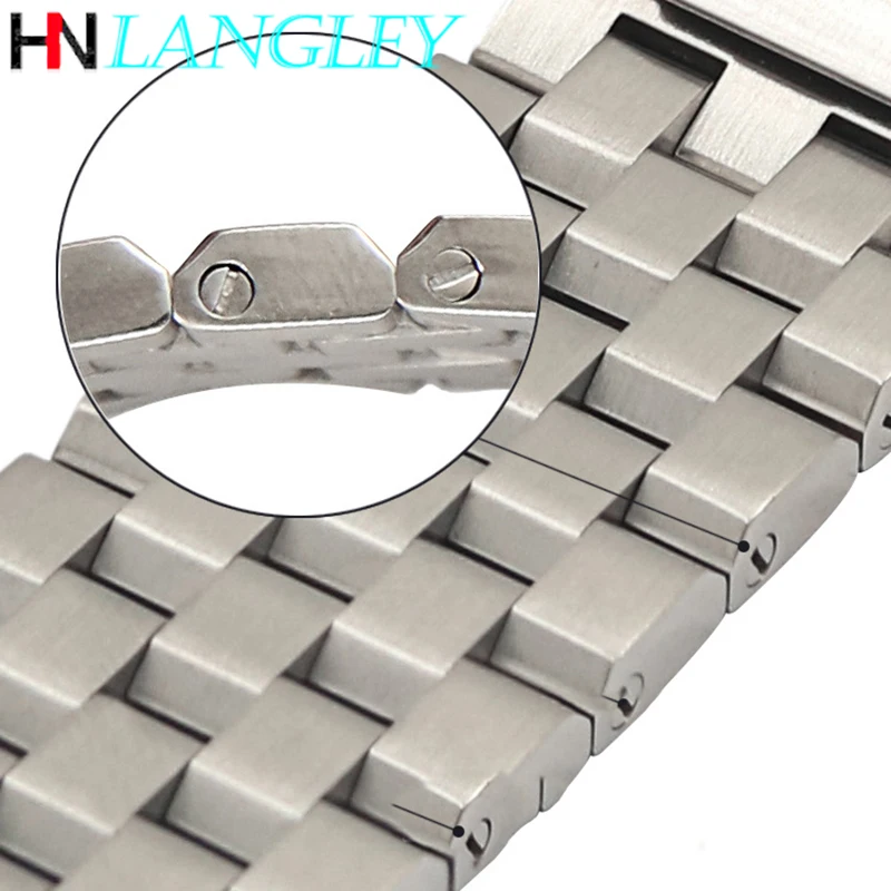 Brushed Stainless Steel Watch Band Strap 18mm/20mm/22mm/24mm/26mm Metal Replacement Bracelet Men Women Black/Silver WristBand