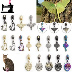 Animal Moth/Cat Bird/Skull/Lion Shape 5 # Nylon denti Metal Zipper Puller Slider per borsa cappotto borse indumento Zip Head accessori