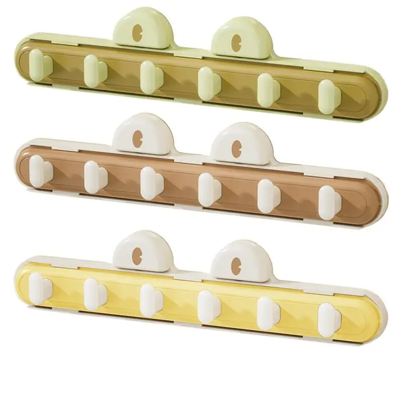 Suction Cup Hangers 6-Hooks Pull Out Bra Hanger For Closet Sliding Hooks Rack Space Saving Organizer Wall Mounted Kitchen Row