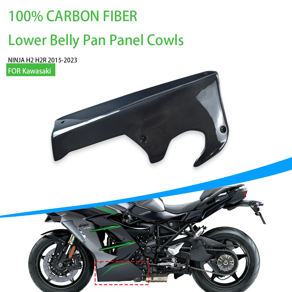 

For KAWASAKI H2 H2R 2015-2023 Motorcycle Lower Belly Pan Panel Cowls Cover Protector 100% Carbon Fiber Fairing Accessories Parts