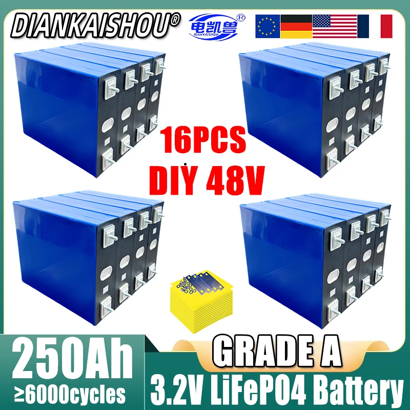 

Grade A 3.2V 250Ah LiFePO4 Brand new Battery Lithium iron phosphate For 4s 12v 24v Inverter Campers Golf Cart Off-Road TAX FREE