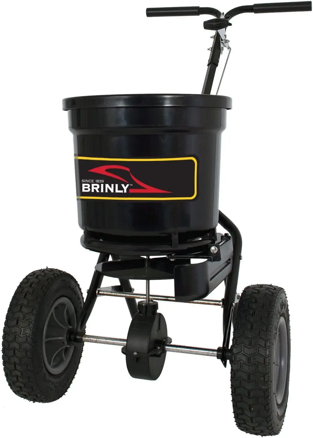 P20-500BHDF-A Push Spreader with Side Deflector Kit and Hopper Grate, 50 lb. Capacity, Matte Black